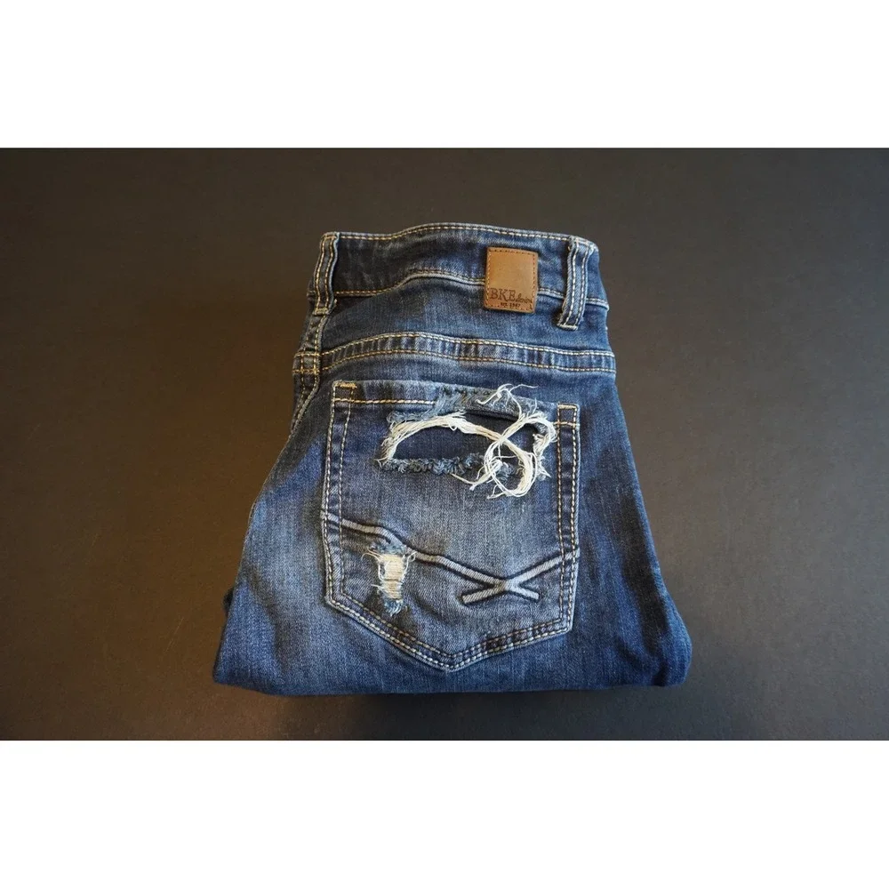 BKE Denim Payton Skinny Jeans Dark Wash Distressed 29R 29x31.5 Womens